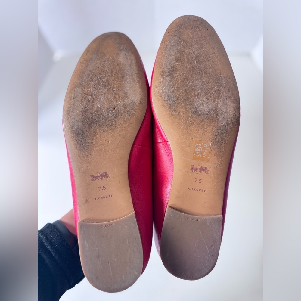 COACH Red Sienna Leather Slip On Slides Flat shoes size 7.5 - Picture 8 of 9
